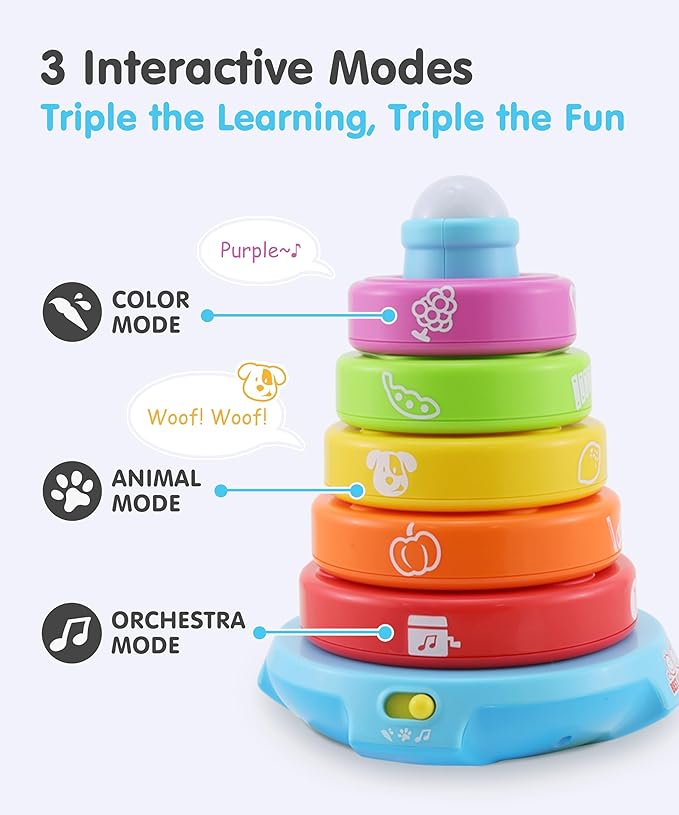 BEST LEARNING Stack & Learn - Developmental Educational Activity Stacking Toy for 6 or 9 Month Old Baby Toys and Up | First 1 Year Boy Girl Gifts for Birthday Gift