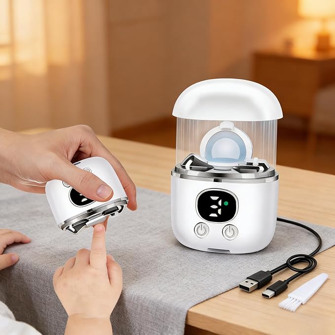 LED Light Electric Nail Clipper, Quiet Automatic Nail Trimmer and File with 2 Speeds for Baby, Adults and Seniors