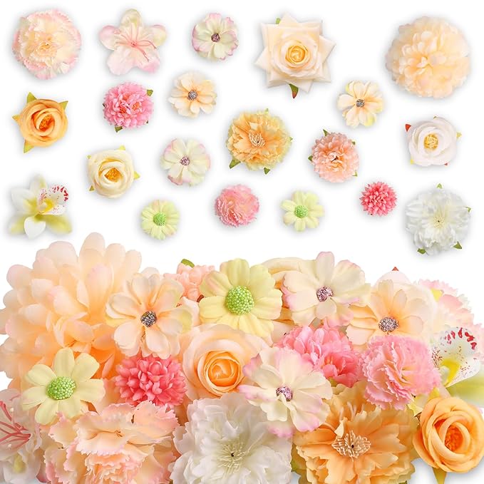 20 Pack Flower Hair Clip Rose Hair Clips Barrettes for Women Flower Accessories Boho Bride Claw Clip Hairpin Brooch Pin Headpiece for Girls Wedding (Champagne)