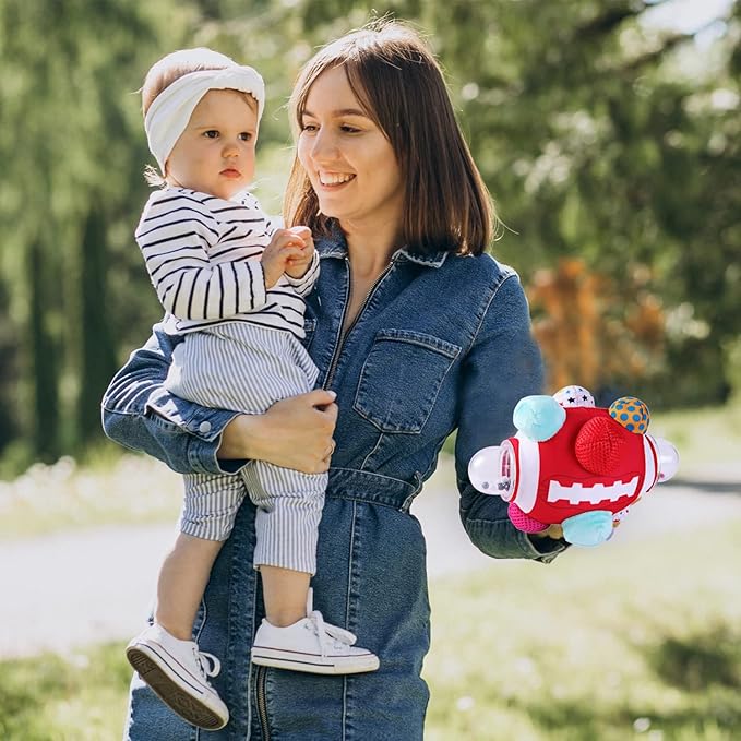 Football Bumpy Ball for Baby Cognitive Developmental, Baby Boys & Girls - Newborn to 36 Months Sensory Football Rattle Toy