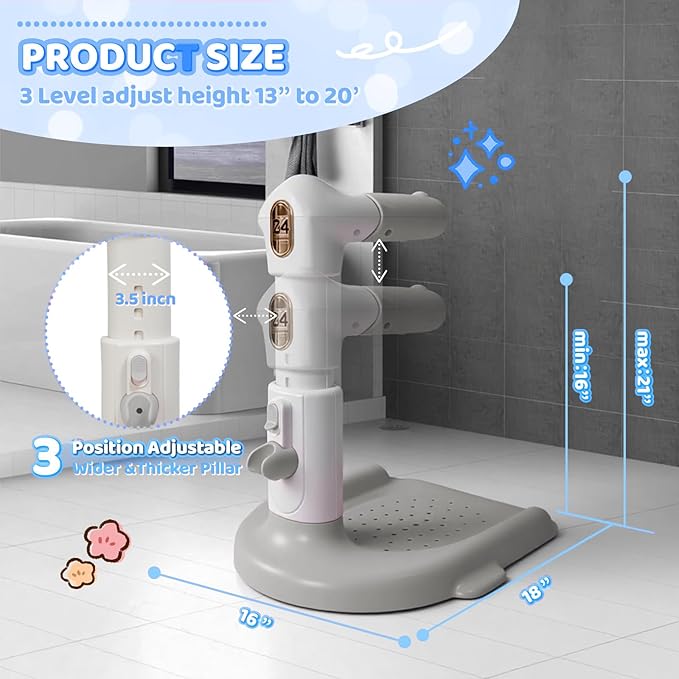 Baby Bath with Shower Stand Support , Non-Slip Adjustable Baby Standing Support,Soporte para Bañera de Bebé,Toddler Standing Up Themselves,Ideal Gift for baby standing bath 8-36 Months (Gray)