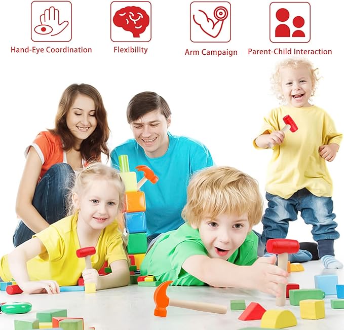 2pcs Toy Hammer Simulation Wooden Hammer Small Plastic Toddler Claw Hammers Portable Kids Maintenance Tools Toys Pretend Fake Mallet Hammers for Boys Girls
