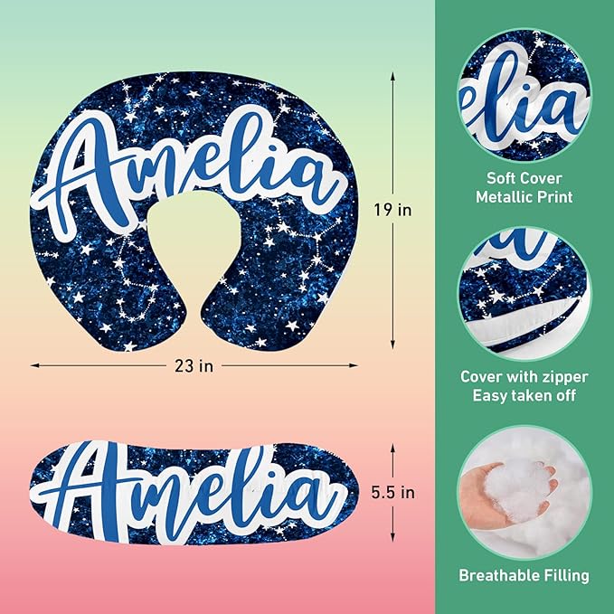 Personalised Car Seat Cover for Girls and Boys - 7 in 1 Multipurpose Blue Print Breast Feeding Cover, Nursing Cover, Grocery Cart Cover - Birthday Gift for Babies