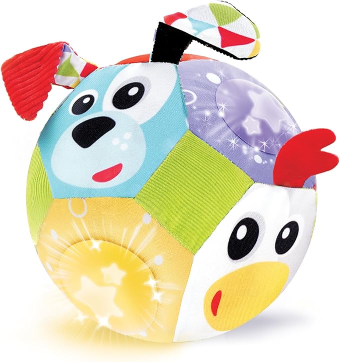 Yookidoo Baby Lights N' Music Friends Ball A Soft Newborn Musical Ball Toy with Flashing Stars and Three Friendly Farm Animals. Ideal for Floor Play, Stroller Or Crib.