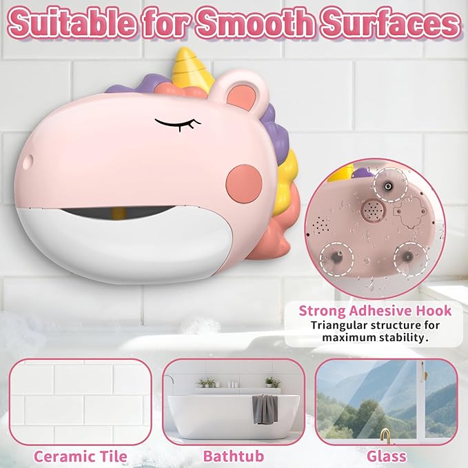 Infowush Baby Bath Toys, Unicorn Bath Bubble Machine Toddler Bath Toys for Kids Ages 1-3 4-8, Interactive Bathtub Shower Water Toys Bubble Maker with Music Christmas Birthday Gifts for Boys Girls