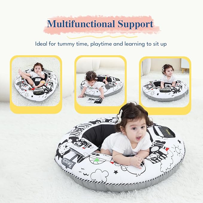 Lovvie & Joy Baby Seat and Play Activity Center Ring,Soft Infant Seats for Sitting Up Chair 0-6 Months Newborns and Older Babies with Toys for Early Sensory Exploration and Motor Skill Development