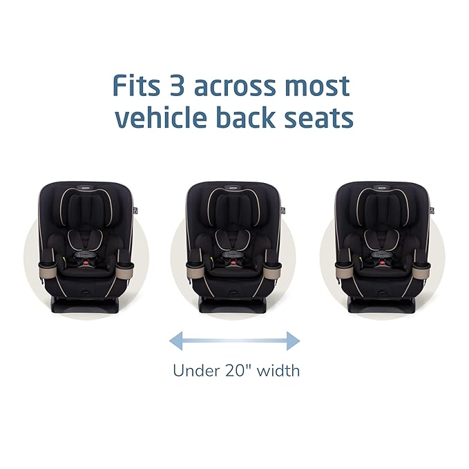 Maxi-Cosi Kani 4-in-1 Infant Kids Convertible Car Seat, Rear-Facing, Forward-Facing, Booster, Slim 3-Across Fit, Magnetic Buckle, 5-Position Recline, Fits 5-100 lbs, 19-57 in, Caspian Caviar
