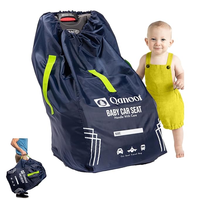 Infant Car Seat Travel Bag for Airplane - Durable Gate Check Bag for Car Seats that fits easily on Convertible Car Seats, Infant Carriers & Booster Seats (Hand Carry Bag, Blue)