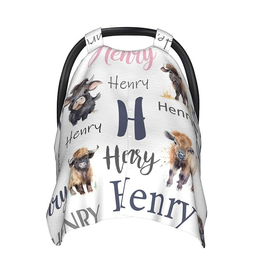Personalized Baby Car Seat Cover Custom Name CarSeat Canopy Customized Buffalo Newborn Nursing Breastfeeding Cover Minky Baby Blanket Infant Car Seat Canopies for Baby Girls Boys
