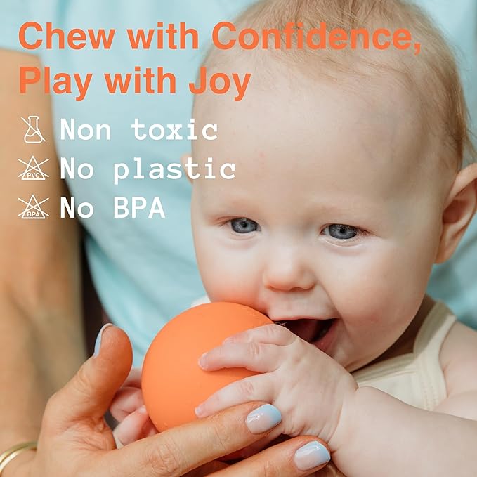 b is for Ball® Food Grade Silicone Sensory Baby & Toddler Ball | teether | squirty Bath Toy | Stacking Toy | Montessori Toy | Dishwasher Safe | 6 Months+ | 2 Ball Set