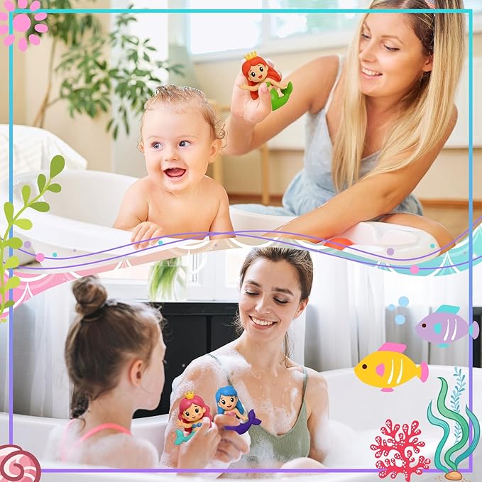 Leyndo 24 Pcs Rubber Mermaid Decoration 2.36 inch Small Squeaky Mermaid Toy for Fish Tank Dashboard Fairy Garden Dollhouse Aquarium Bathtub Home Decor Gifts Party Favors