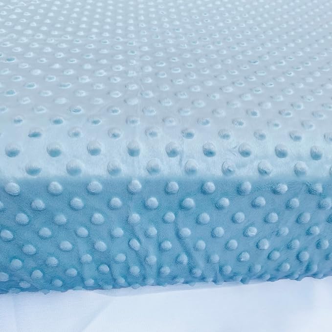 KiddyKloud Mini Fitted Sheet for Mini Crib, Pack n Play Playard Sheet 38 x 24.5 x 5 Inches | Minky Fabric (Light Blue)