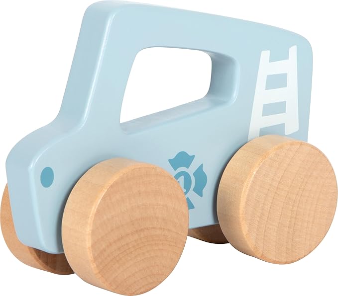 small foot Push Car Blue Wood 2-in-1 Gripping Toy & Toy Vehicle, Motor Skills Toy for Toddlers from 6 Months and up, 12710