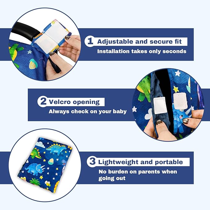 Hooyax Peekaboo Car Seat Cover for Baby Boy - Warm Minky Carseat Canopy with Adjustable Opening, Universal Fit for Infant Car Seats & Strollers, Soft Nursing Cover & Blanket (Dinosaur)