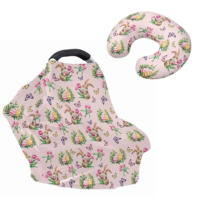 Easter Bunny Basket Covers Nursing Pillow Cover for Baby Tulips Multi - use Baby Essentials Breathable Washable Stain Resistant and Scratch Resistant