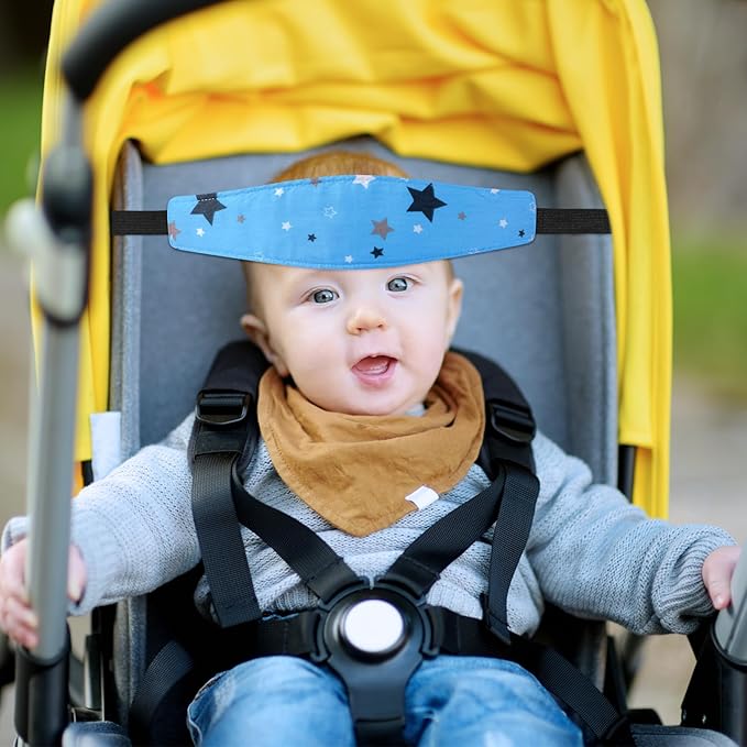 HESTYA 2 Pcs Carseat Head Support Toddler, Stroller Seat Headrest for Sleeping Traveling, Neck Relief Headband Strap for Kids Children Toddler Infant(Star)