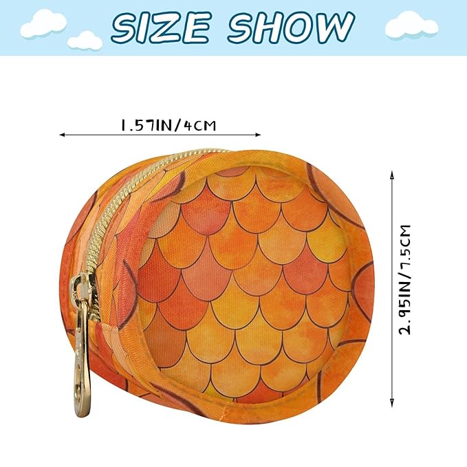 Pacifier Holder with Clip Pacifier Case for Diaper Bag Round Baby Pacifier Pouch Box Bag Portable Orange Fish Scale