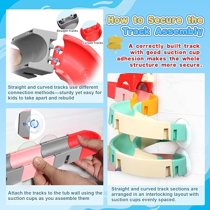 Fajiabao Bath Toys for Kids Ages 4-8 3-5 Toddler Bath Toys City Car Slide Fun DIY Bathtub Shower Birthday GITS for Kids 2-4 5 6 7 Year Old Boys Girls(Special Edition)