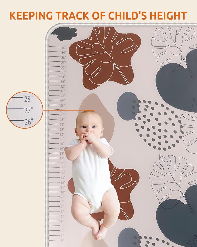 74x50 Playpen Mat Foam Thick, 1 inch Thicker & Waterproof Baby Playpen Mat for Floor Playing, One-Piece Crawling Mat for Indoor Outdoor, Playmat for Kids Toddlers Infants, Gifts for Boys Girls, Boho