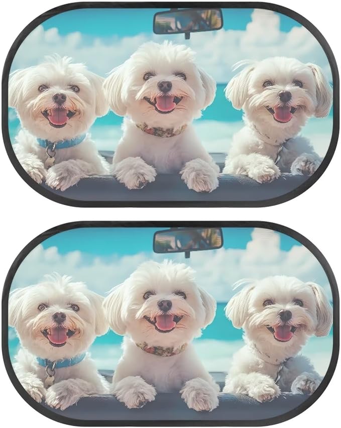 Bulopur 2 Pack Window Shades for Car UV Protection Breathable West Highland Terrier Car Seat Sun Protection Easy to Install Mesh Back Window Sun Shades Universal Fit Mesh Auto Windshield Shades
