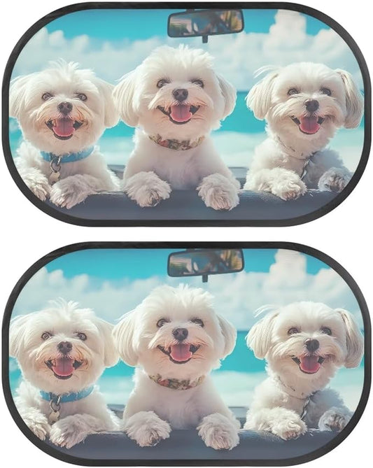 Bulopur 2 Pack Window Shades for Car UV Protection Breathable West Highland Terrier Car Seat Sun Protection Easy to Install Mesh Back Window Sun Shades Universal Fit Mesh Auto Windshield Shades
