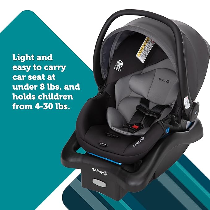 Safety 1st Smooth Ride Travel System Stroller and OnBoard FLX Infant Car Seat, Newborn to Toddler Baby Combo, Easy-Install, Large Canopy, Ample Storage, Foldable, Rear-Facing 4-30 lbs, Black Cherry