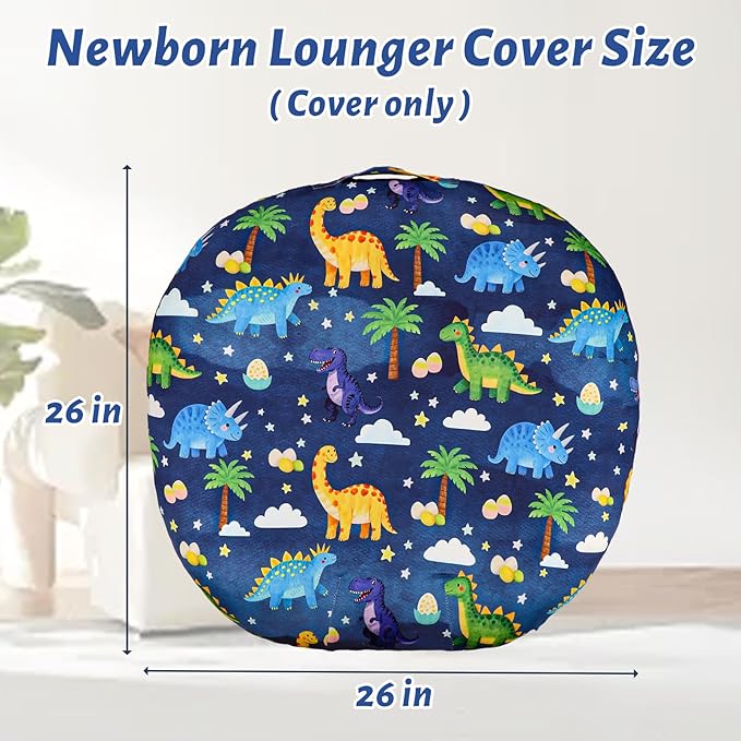 Hooyax Newborn Lounger Cover - Soft Baby Lounger Cover with Dinosaur Prints, Breathable Infant Lounger Cover for Newborn Boys Girls, Washable Lounger Protector (Dinosaur)