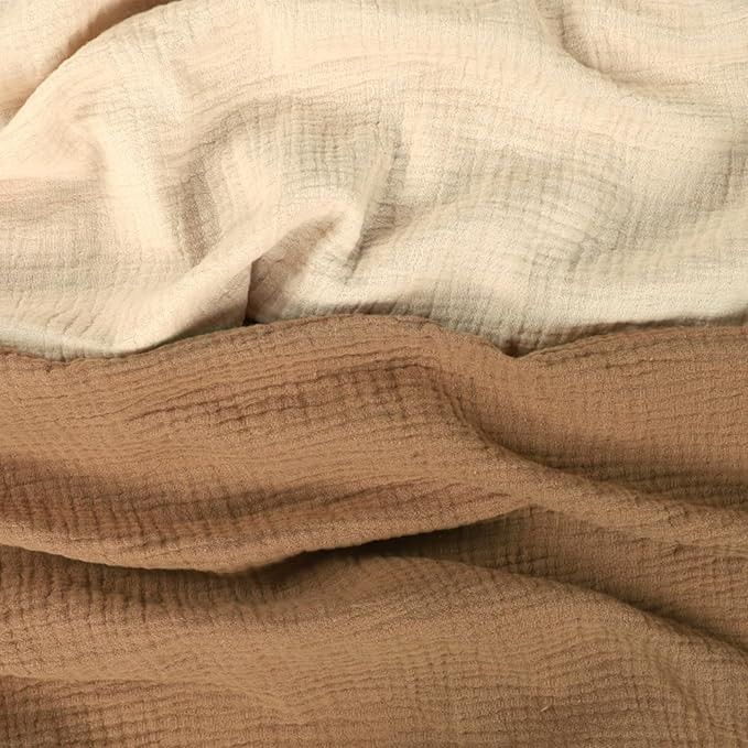 Hooyax Muslin Baby Lounger Cover 2 Pack - 100% Breathable Cotton Soft Infant Lounger Covers, Fits Most Standard Newborn Loungers & Pillows (Brown, Wheat)