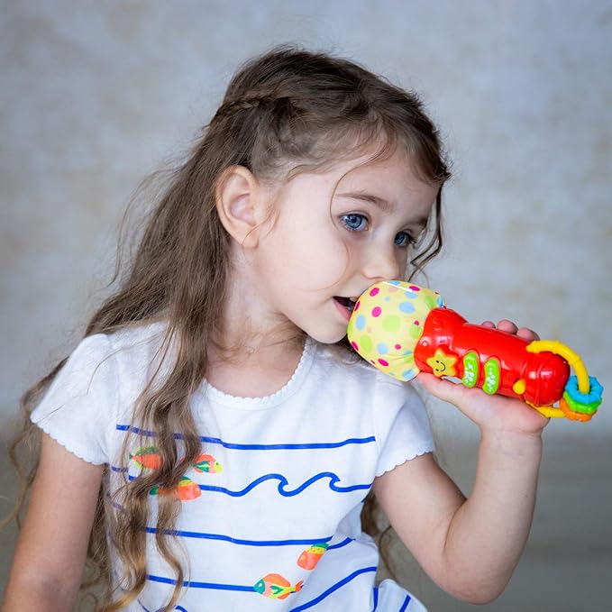 KiddoLab Baby Microphone Toy. My First Kids Microphone with Sounds and Teethers/Rattle. Battery Operated Toy for Toddlers and Babies 3-36 Months