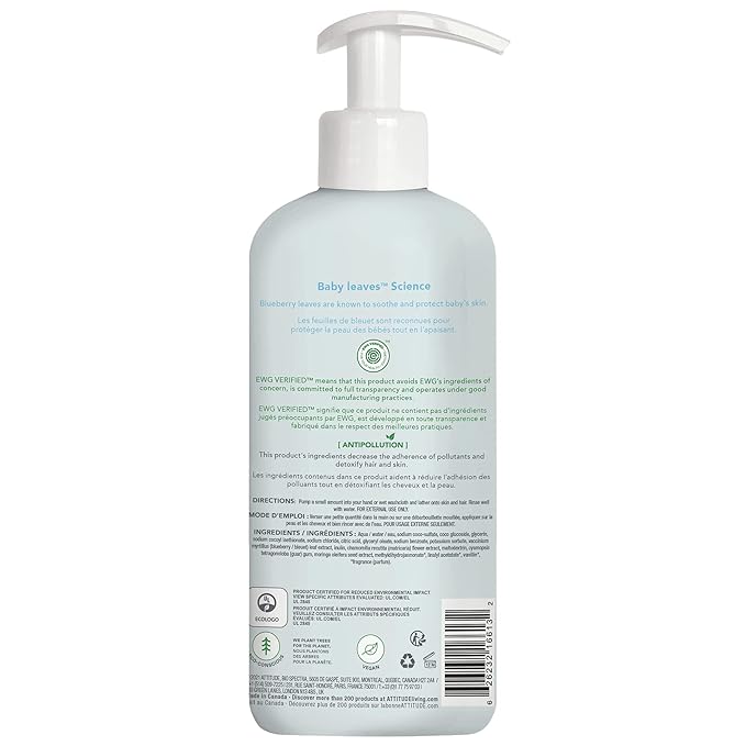 ATTITUDE 2-in-1 Shampoo and Body Wash for Baby, EWG Verified, Dermatologically Tested, Vegan, Good Night, 16 Fl Oz (Pack of 2)