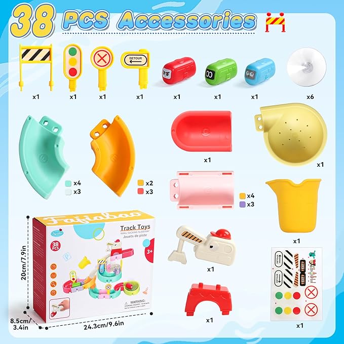 Fajiabao Bath Toys for Kids Ages 4-8 3-5 Toddler Bath Toys City Car Slide Fun DIY Bathtub Shower Birthday GITS for Kids 2-4 5 6 7 Year Old Boys Girls(Special Edition)