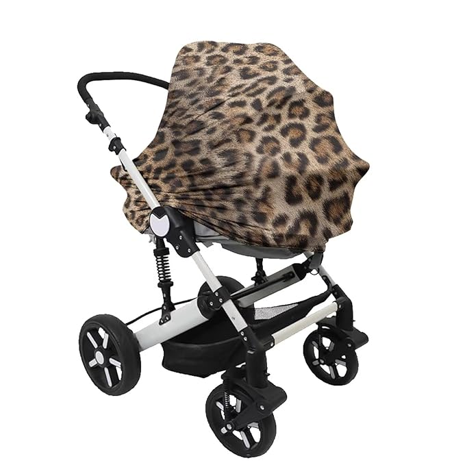 Forchrinse Cheetah Baby Car Seat Canopy Soft Nursing Breastfeeding Cover Stroller Cover Baby Car Seat Cover for Boys Girls