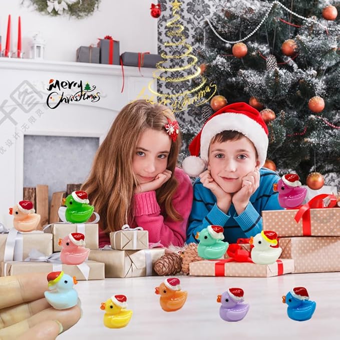 AWEELON100 Pcs Christmas Tiny Ducks Mini Resin Ducks Tiny Ducks (A)