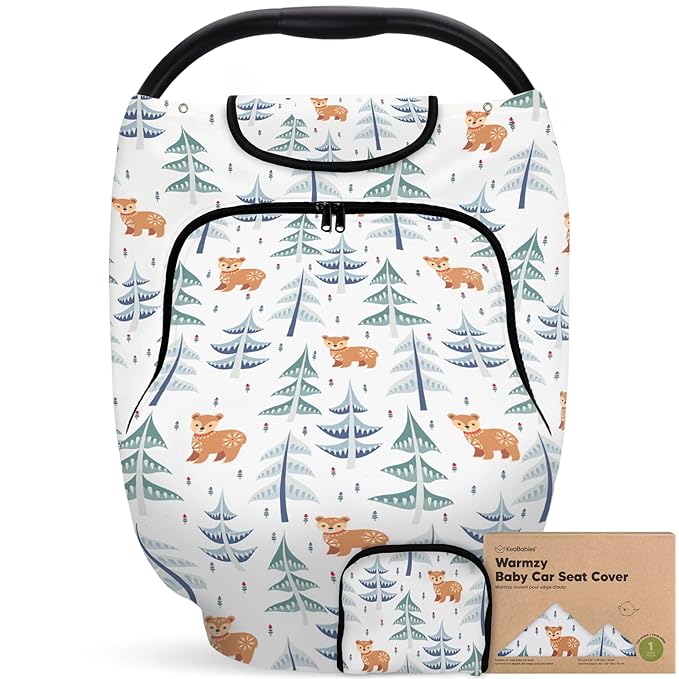 KeaBabies Winter Car Seat Cover Baby, Newborn - Universal Fit Infant Carseat Covers Baby Girl, Boy, Breathable, Lightweight Blanket, Easy to Use Stroller Canopy, Rain, Wind, Sun Shade (Wintry)