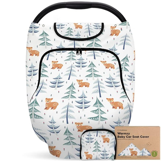 KeaBabies Winter Car Seat Cover Baby, Newborn - Universal Fit Infant Carseat Covers Baby Girl, Boy, Breathable, Lightweight Blanket, Easy to Use Stroller Canopy, Rain, Wind, Sun Shade (Wintry)