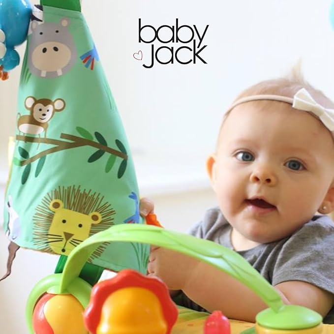 Baby Jack & Co 8x8” Jungle Zoo Animals Lovey Tag Toys for Babies - Crinkle Toys for Development of 5 Senses - Soft & Safe - Learn Shapes & Colors - Tummy Time - Soother - BPA Free w/Stroller Clip