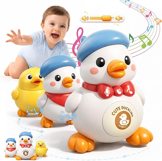Dancing Walking Duck Baby Toy with Music & Lights, Crawling Tummy Time Toys for Babies 6–12 Months, Interactive Waddling Duck Developmental Toy, Birthday Gifts for Toddlers 1–3 Boys Girls