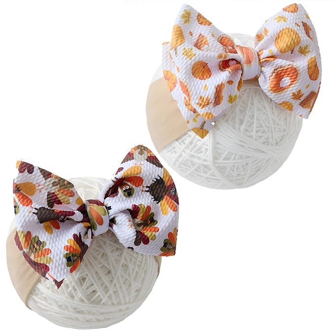Thansgiving Baby Girl Bows Newborn Headband Infant Big Bows for Birthday/Baby Shower/Photography/Baby Gifts