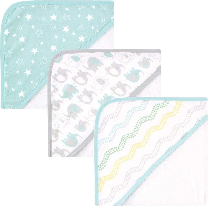 Luvable Friends Unisex Baby Cotton Terry Hooded Towels, Basic Elephant, One Size