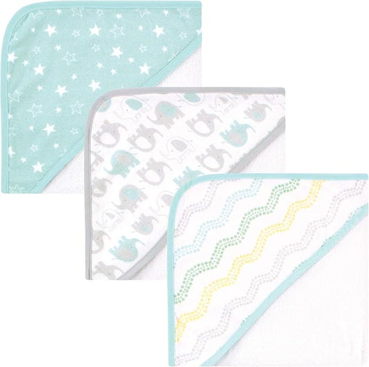 Luvable Friends Unisex Baby Cotton Terry Hooded Towels, Basic Elephant, One Size