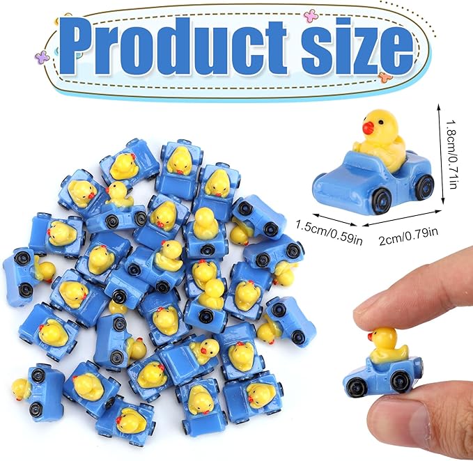Tinoaly 30pcs Miniature Duck Figures, Whimsical Resin Mini Ducks in a Car, Dark Blue, 1:12 Scale, Adult, Unisex, Ornament