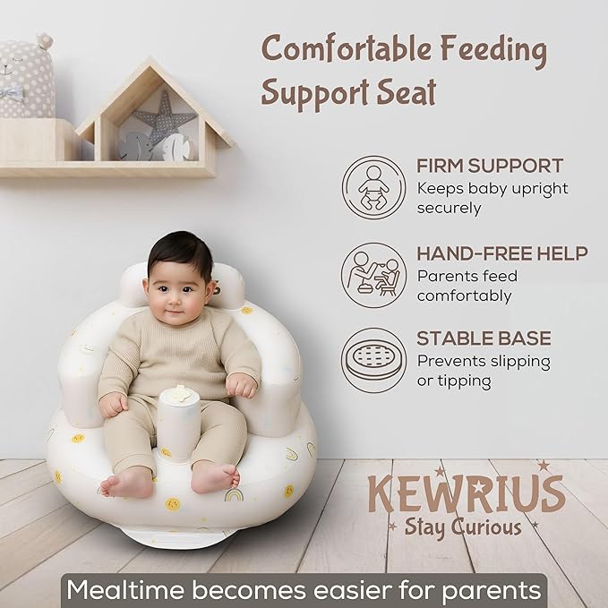 Inflatable Baby Seat Floor Seats for Babies 3 Months and Up for Infants, Blow Up Chair Inflatable Baby Chair, Infant Chair with Built in Air Pump (Inflatable Seat Sky Chair)