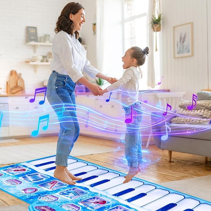 Lonfliness Piano Play Mat - 8 Instruments, 4 Play Modes, Volume Adjustable, 27.6x63in Floor Piano Mat, Ideal Gift for Dance Mat & Keyboard Mat Play Map