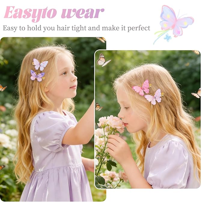 yoyokid 30PCS Butterfly Hair Clip for Girls, Colorful Gradient Metal Alligator Barrettes, Cute Butterfly Hair Accessories for Kids Toddlers Women, Party Daily Wear
