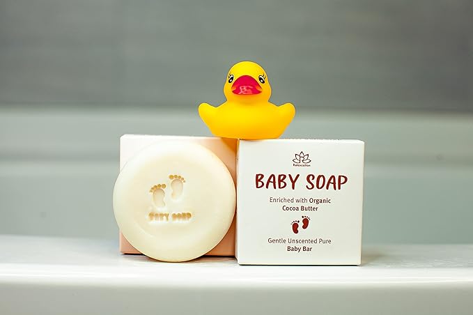 Relaxcation Unscented Baby Soap Bar - 4 Simple Ingredients - ORGANIC Coconut Oil, Olive and Castor Oil, and Moisturizing Cocoa Butter - All Natural Cold Process Soap Bar For Newborn, Baby, Kids