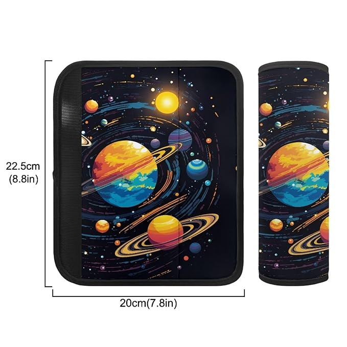 Biyejit Galaxy Planets Seatbelt Covers, Seat Belt Cushion for Adults Kids Car Seat Strap Covers, Toddler Travel Car Pillow, Carseat Safety Strap Shoulder Pads Protector