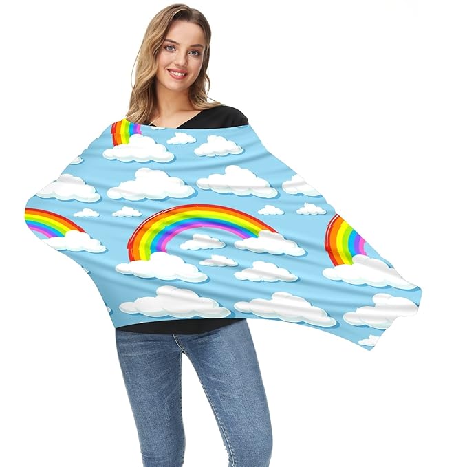 Baby Car Seat Stroller Covers Rainbow Clouds Nursing Cover Breastfeeding Scarf Soft Breathable Stretchy Coverage Carseat Canopy Cover for Boys and Girls Soft Breathable Multi Use