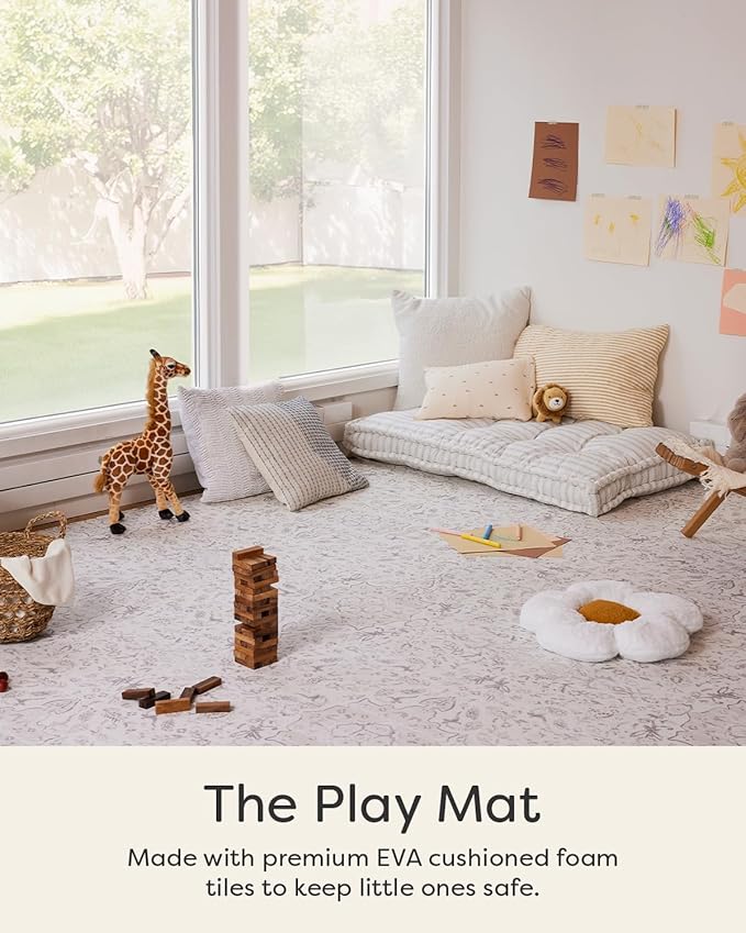 House of Noa Play Mat – 4x8 Latte Emile – Set of 8 Tiles – Cushioned EVA Foam Play Mat for Floor, Soft Interlocking Mats for Hard Floors