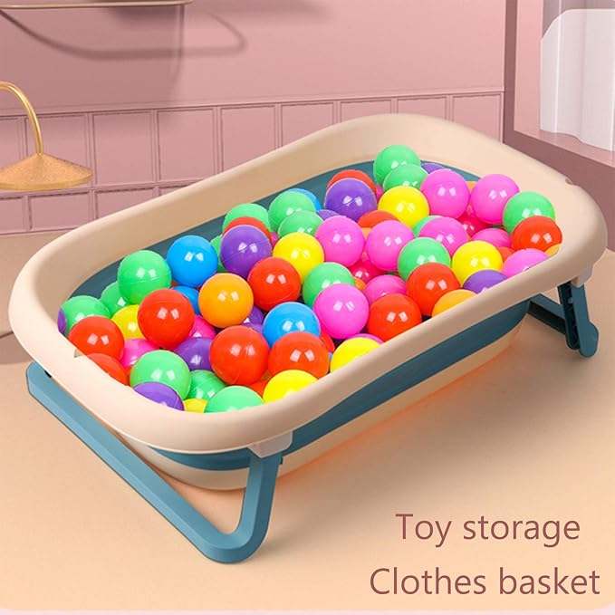 Collapsible Portable Bathtub - Large 30" Baby Bathtub for Infants to Toddler 0-36 Months with Temperature Sensing Water Plug and Drain Hole