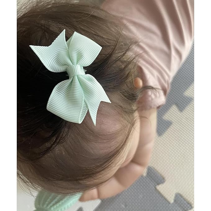2" Baby Hair Clips Fully Lined Bows Tiny Alligator Clips for Infants and Toddlers in Pairs